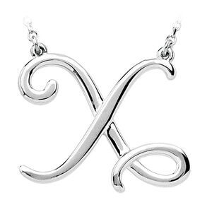 Sterling Silver, Olivia Collection, Medium Script Initial X Necklace